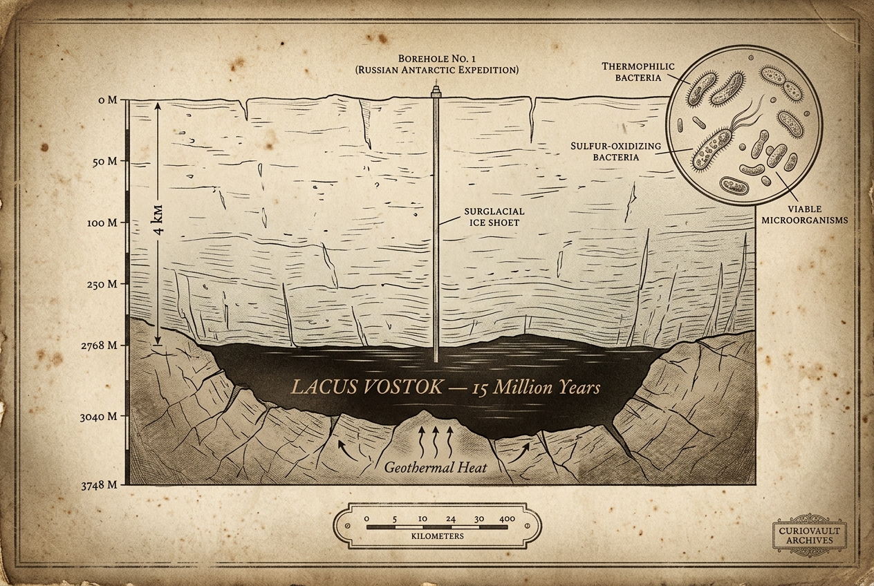 Lake Vostok has been sealed for 15 million years — AI illustration