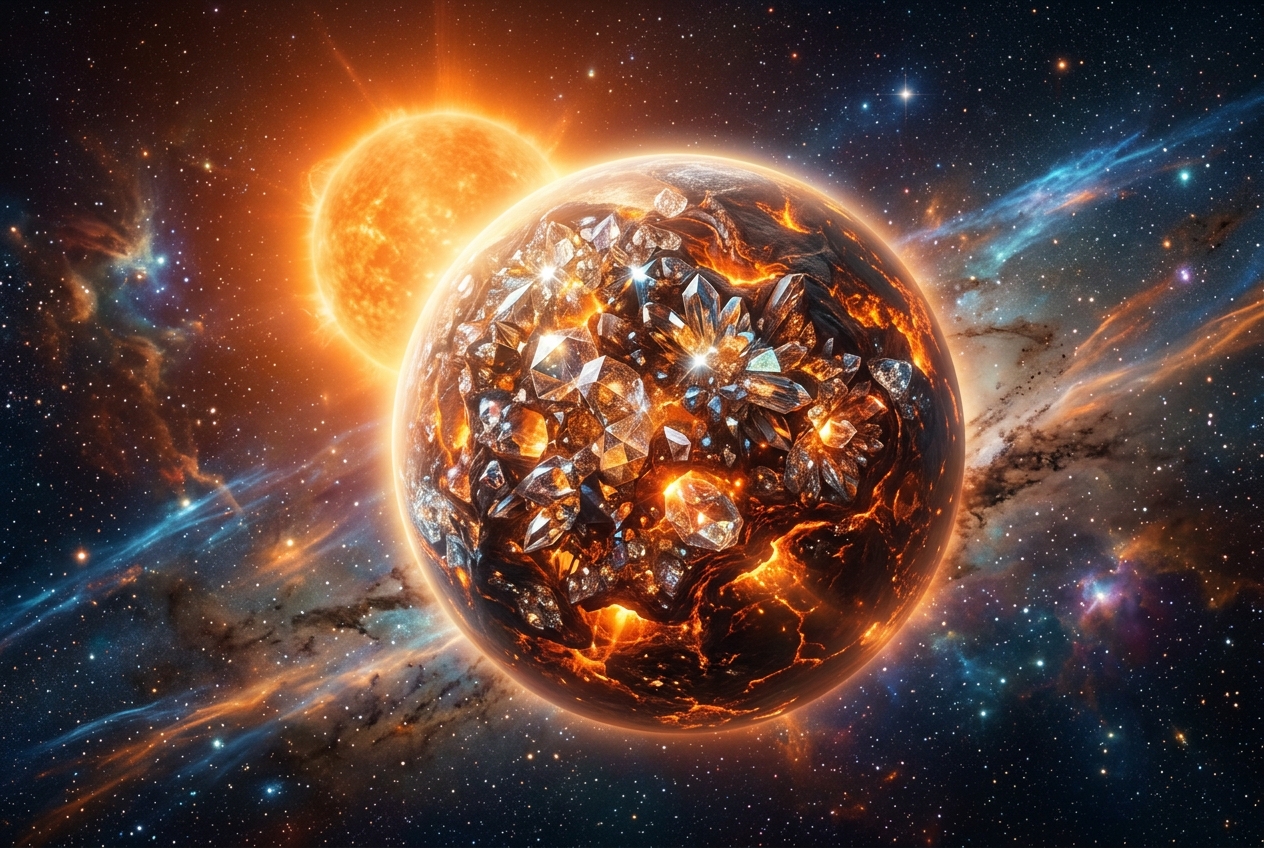 There Is a Planet Made of Diamond Twice Earth's Size — AI illustration