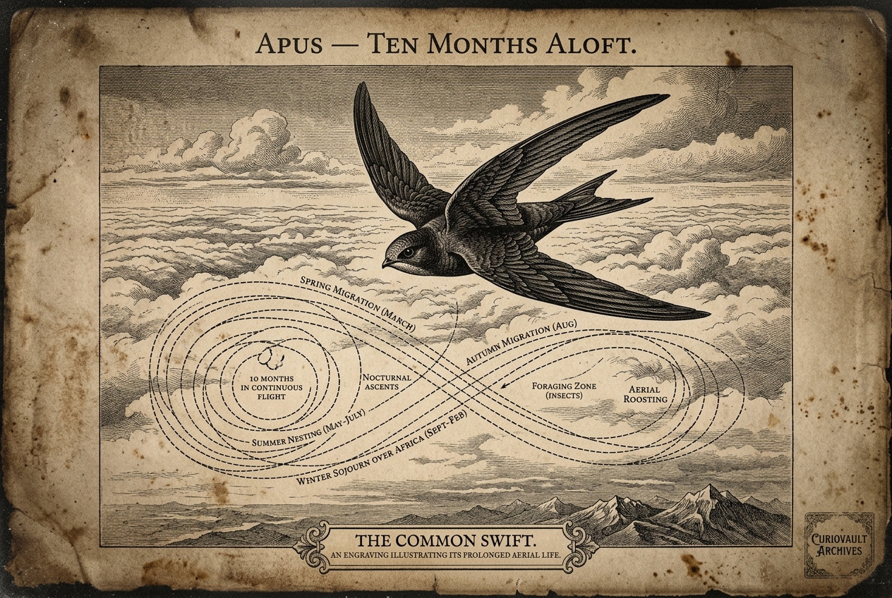The Bird That Flies 10 Months Without Landing — AI illustration