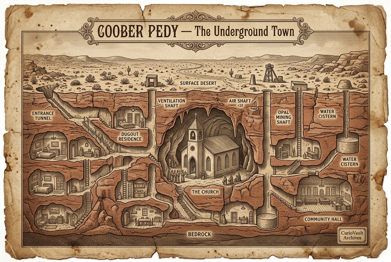 The Town Where Everyone Lives Underground — AI illustration