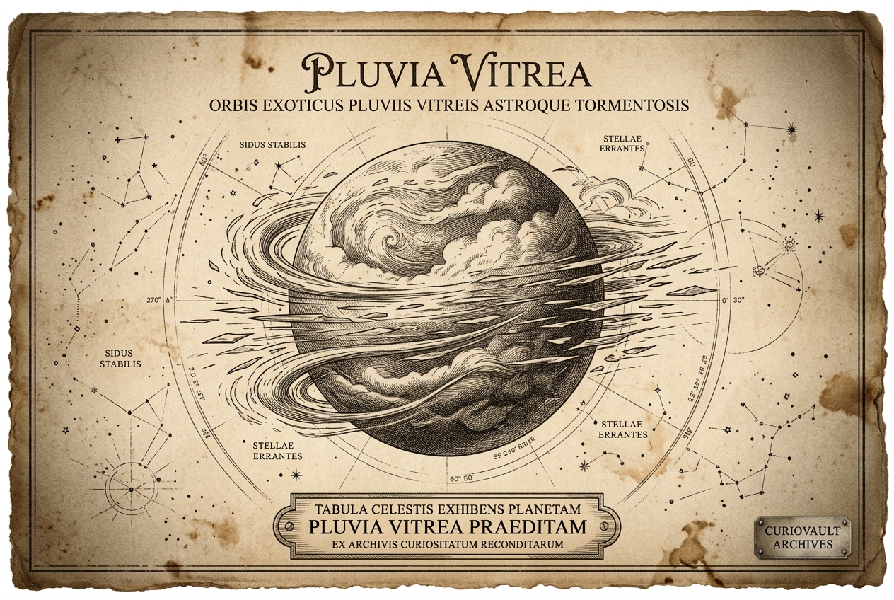 There is a planet where it rains glass sideways — AI illustration