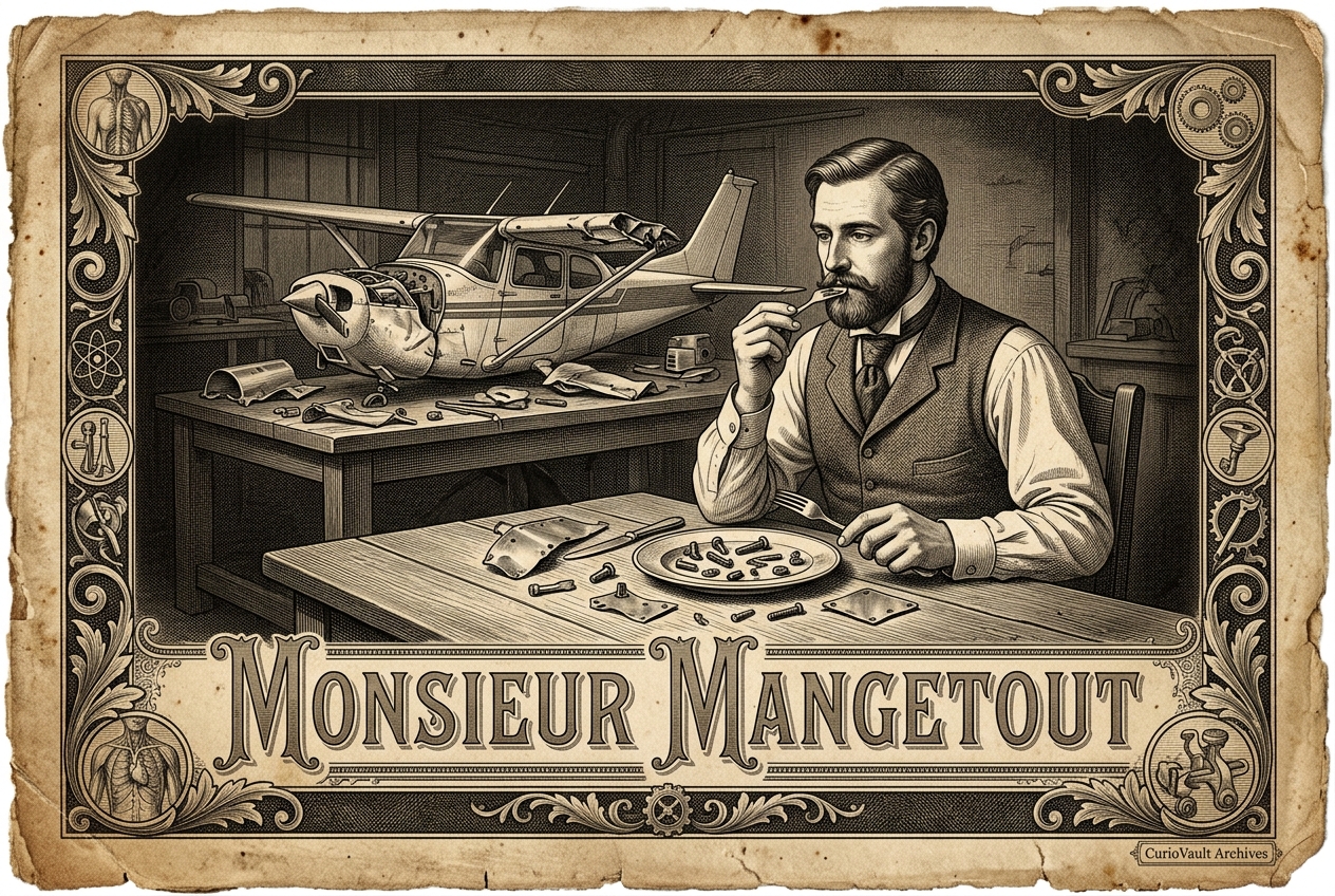 The Man Who Ate An Airplane — AI illustration