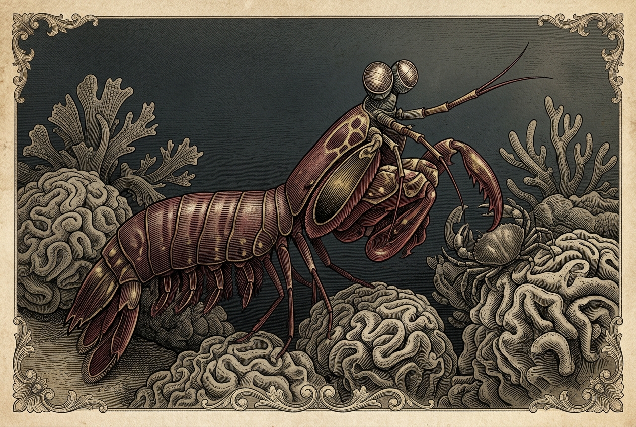 The mantis shrimp sees colours you cannot imagine — AI illustration