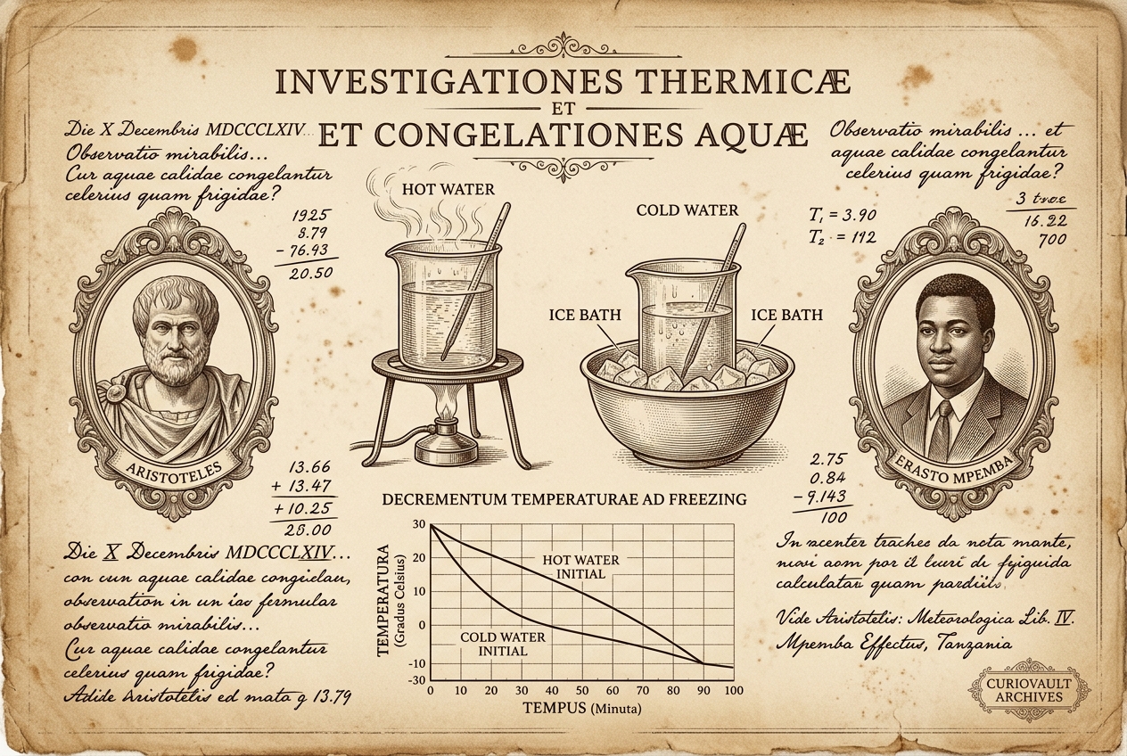Hot water can freeze faster than cold water — AI illustration