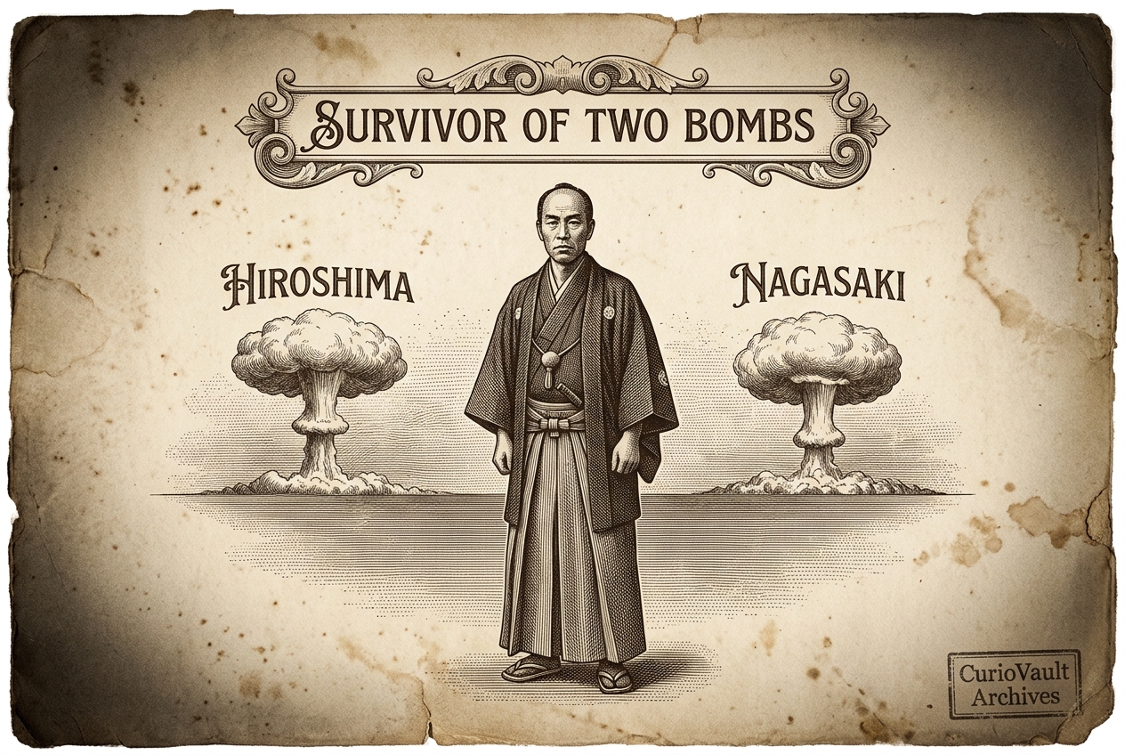The Man Who Survived Two Atomic Bombs — AI illustration
