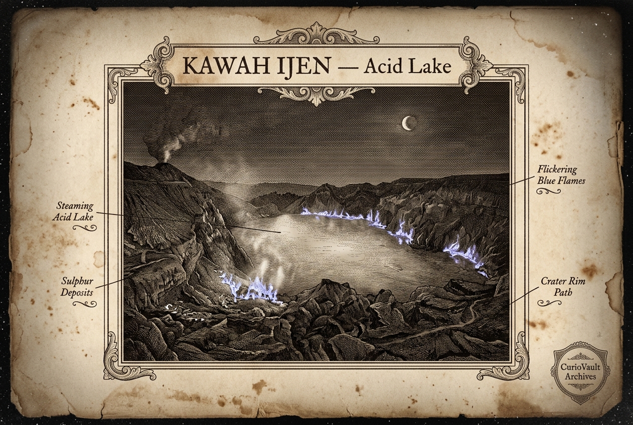 There Is A Lake Under A Volcano That Is Boiling Acid — AI illustration