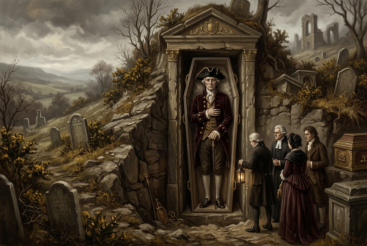 The Earl Who Was Buried Standing Up — AI illustration