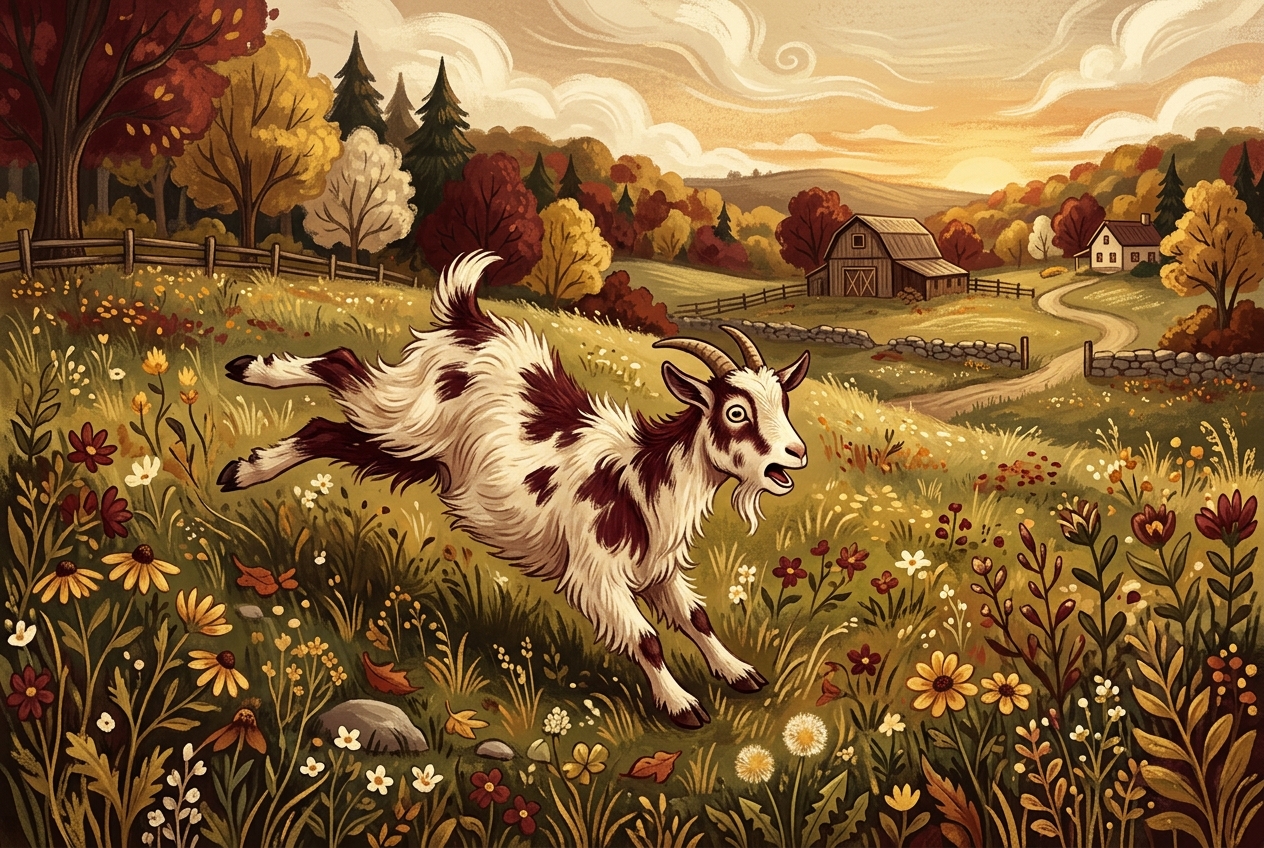 The Goat That Faints When Scared — AI illustration