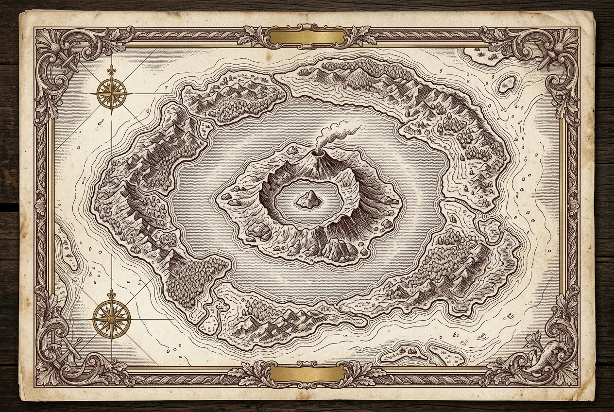 Vulcan Point — The Island in a Lake on an Island in a Lake on an Island — AI illustration
