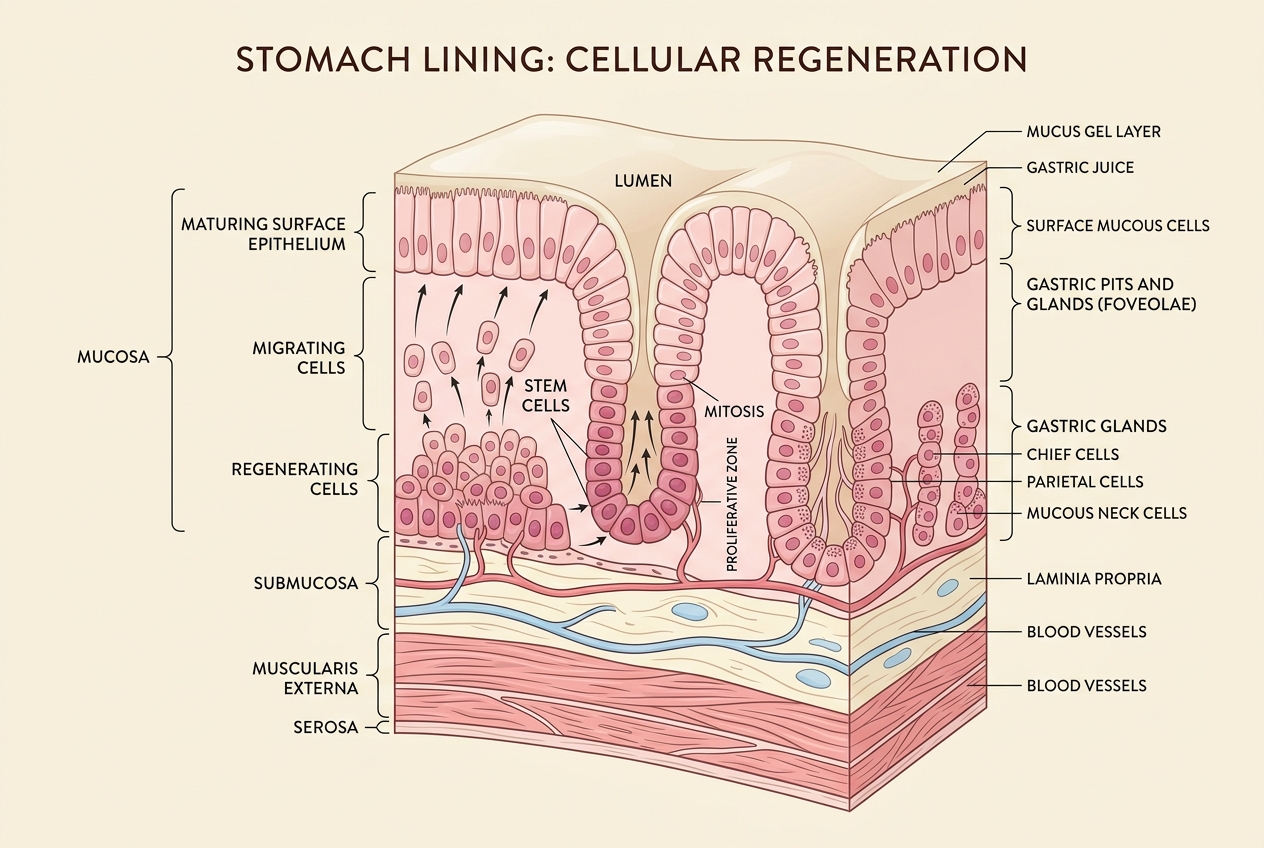 Your Stomach Gets a New Lining Every 3 Days — AI illustration