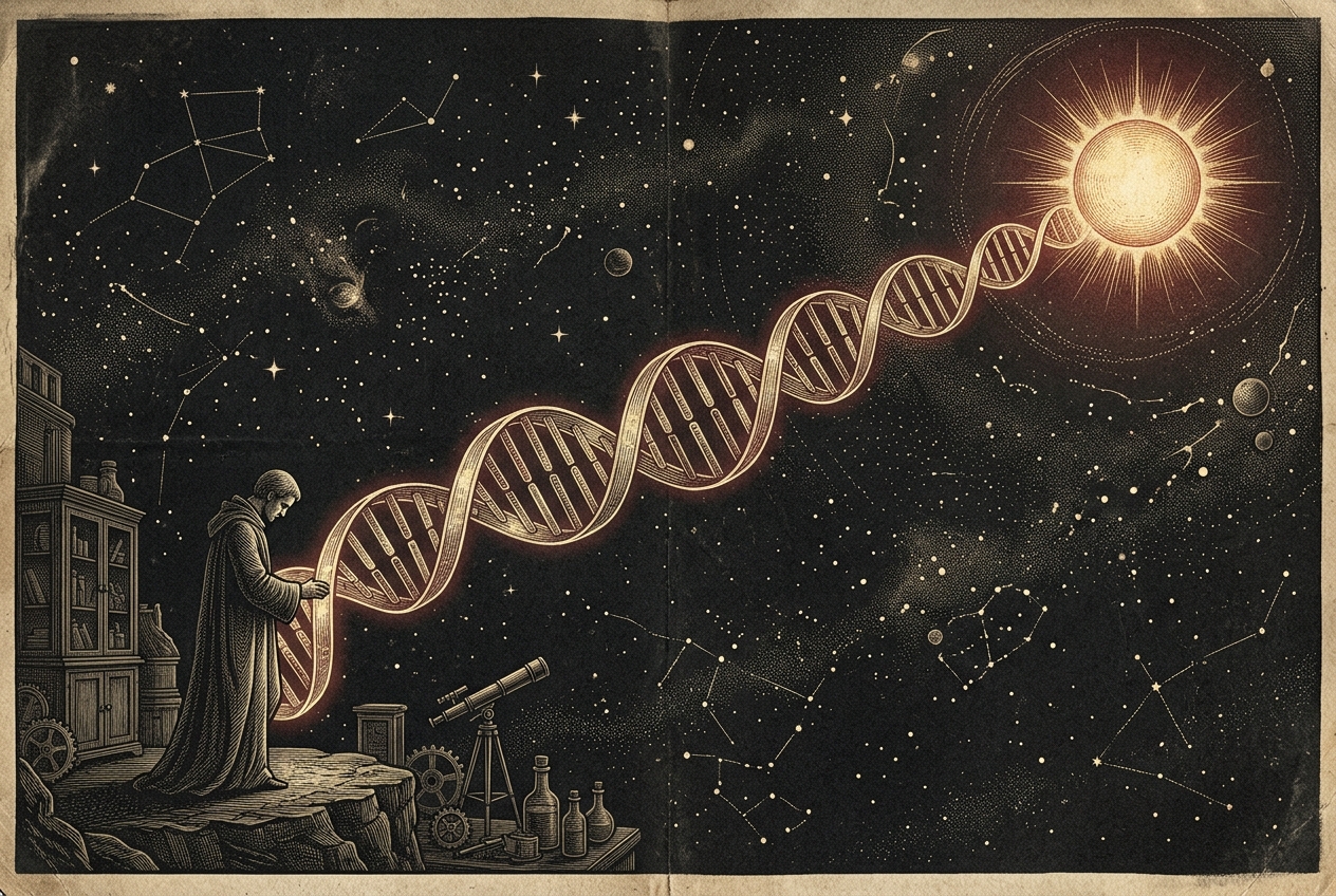 Your DNA could stretch to the Sun and back 60 times — AI illustration