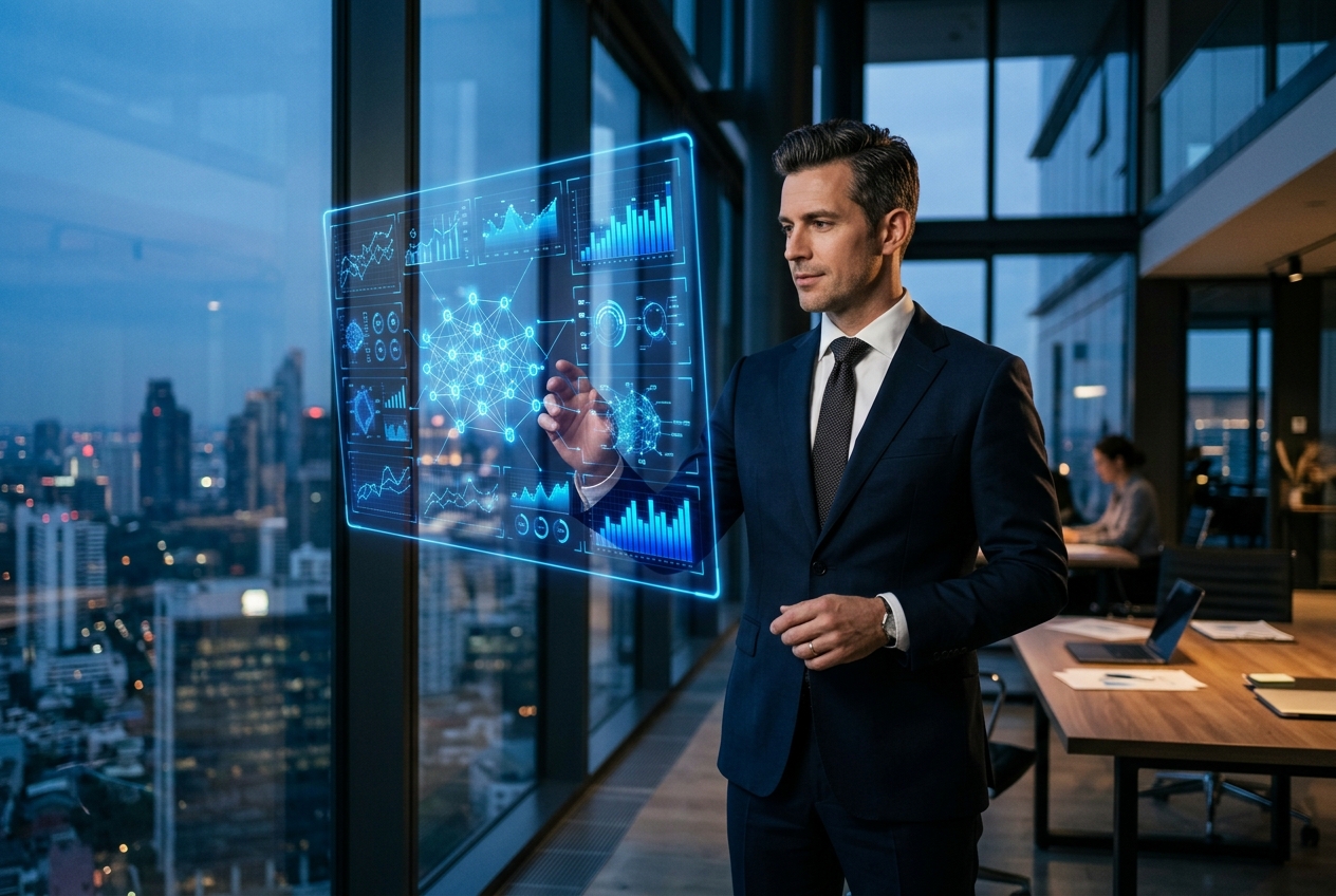 Executive reviewing an AI career dashboard