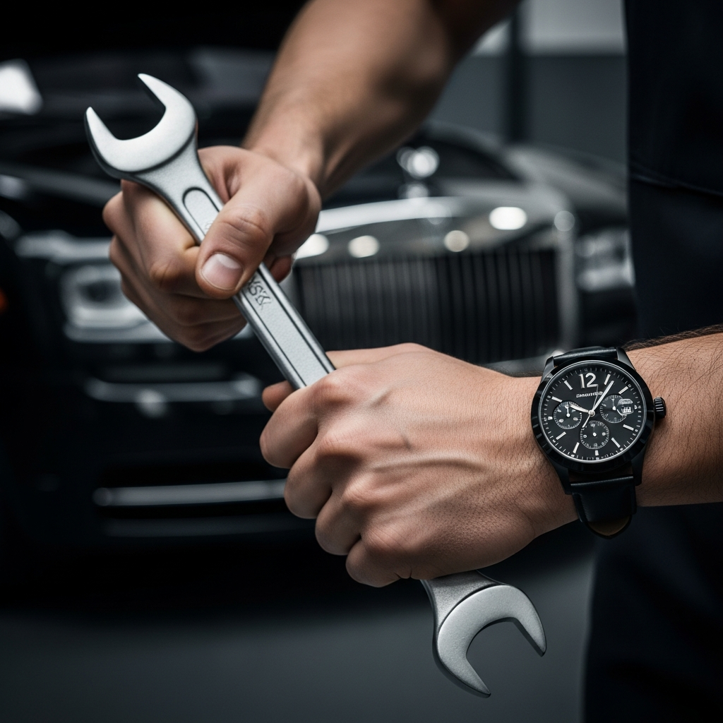 Certified technician detailing a luxury vehicle