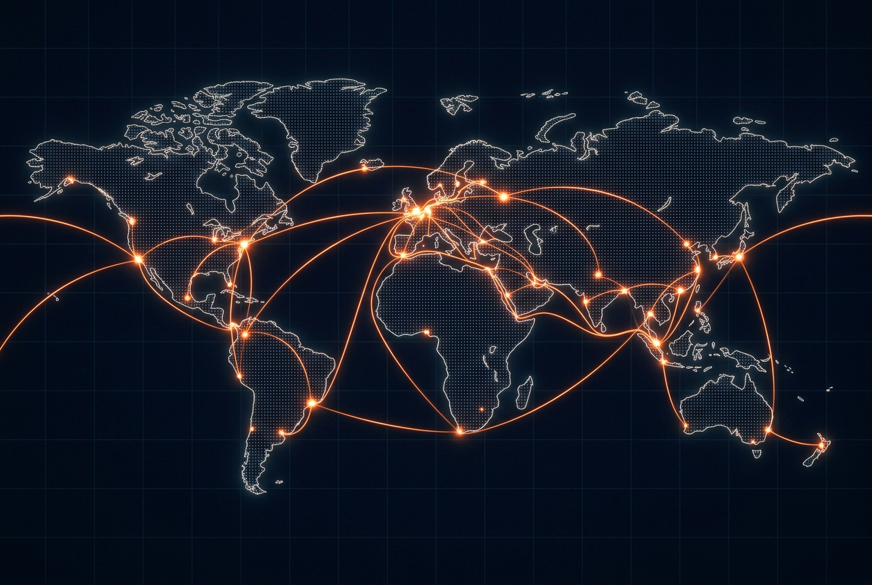Global shipping route map