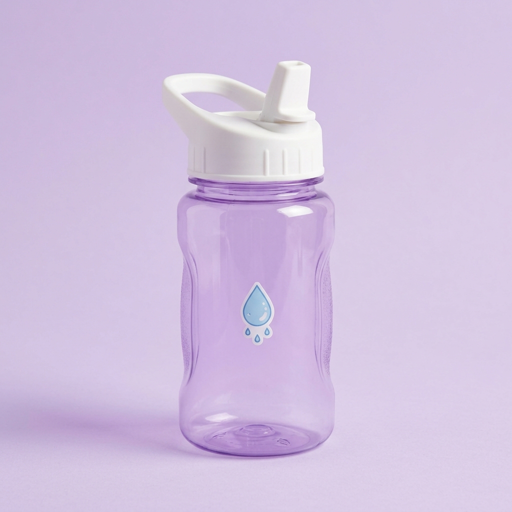 Raindrop sipper bottle in translucent lavender with flip spout