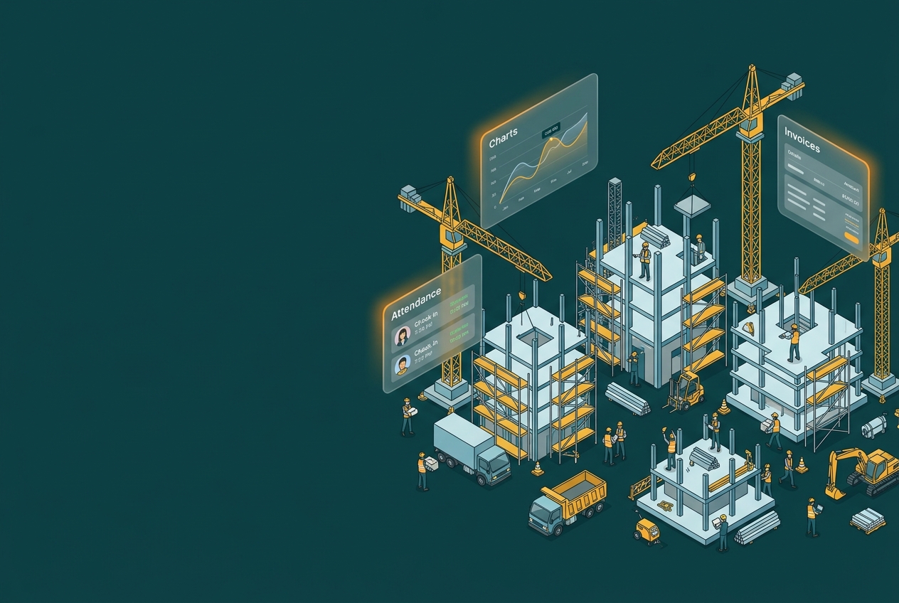 Illustrazione della gestione di un cantiere edile con GoWeb Cantieri 360