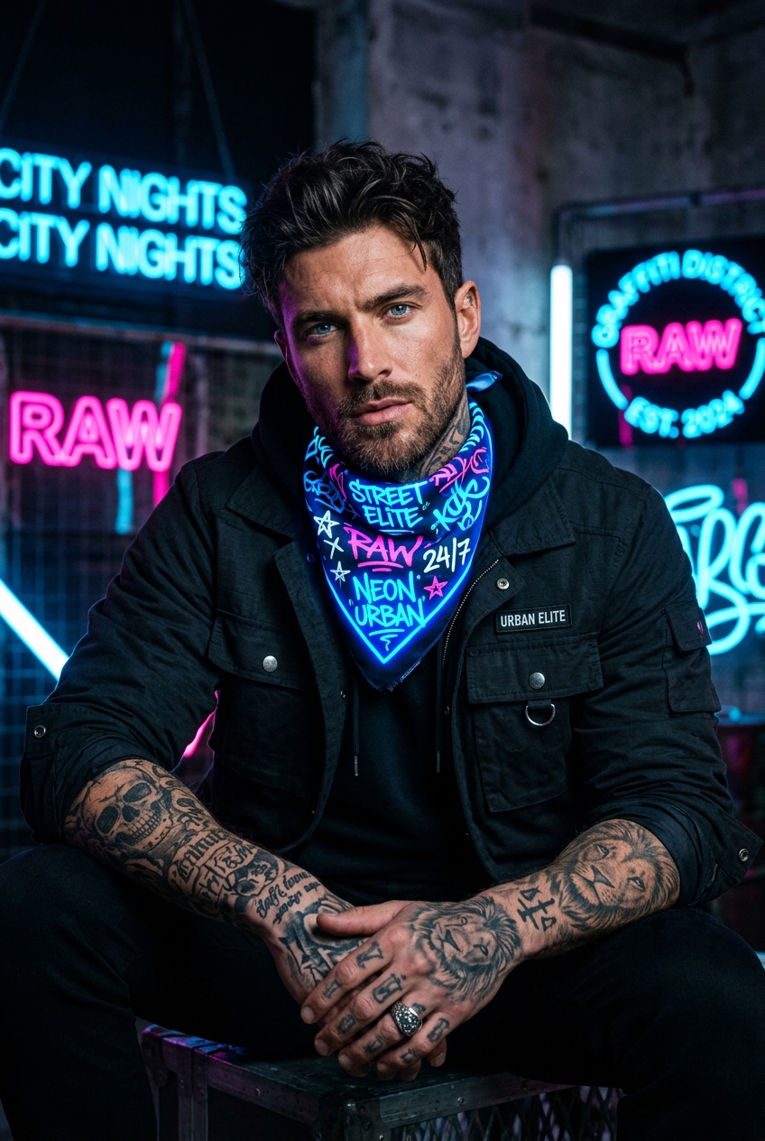 Electric Blue Graffiti Bandana