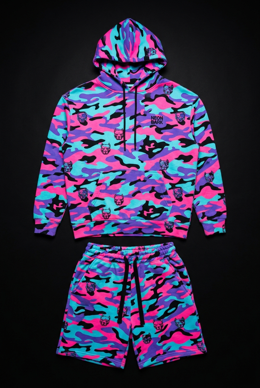 Neon Pit Bull Camo Short Sweatsuit