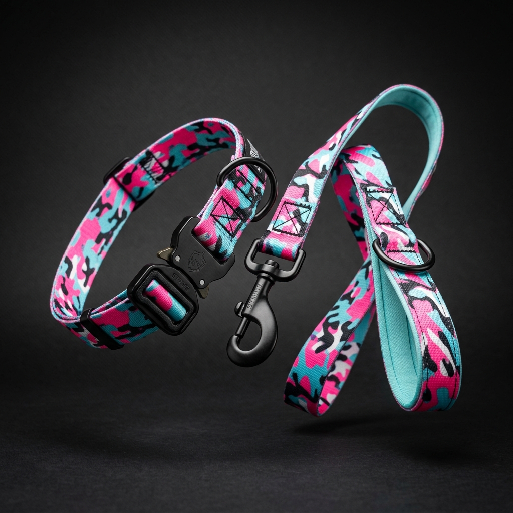 Neon Camo Leash + Collar Set