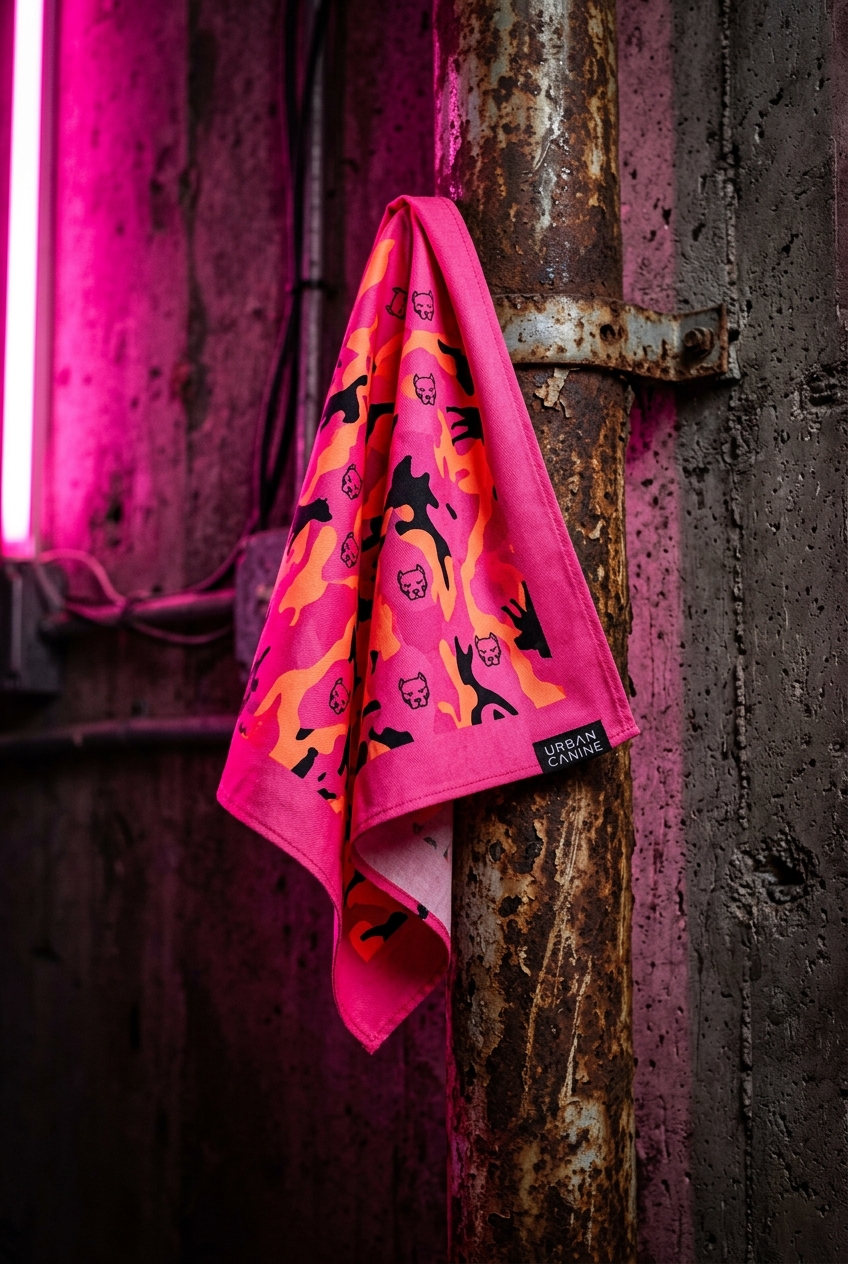 Neon Pit Camo Bandana — Hot Pink