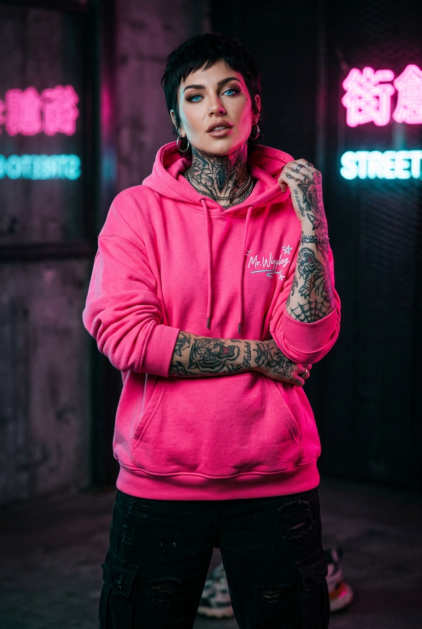 Mrs. Wigglez Oversized Hoodie — Hot Pink (Signed)