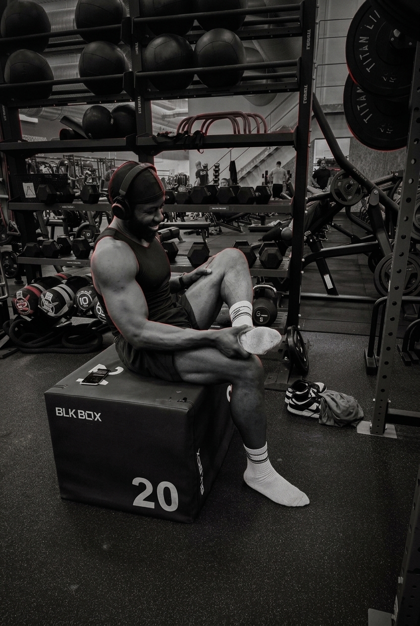 Coach setting up under a loaded barbell