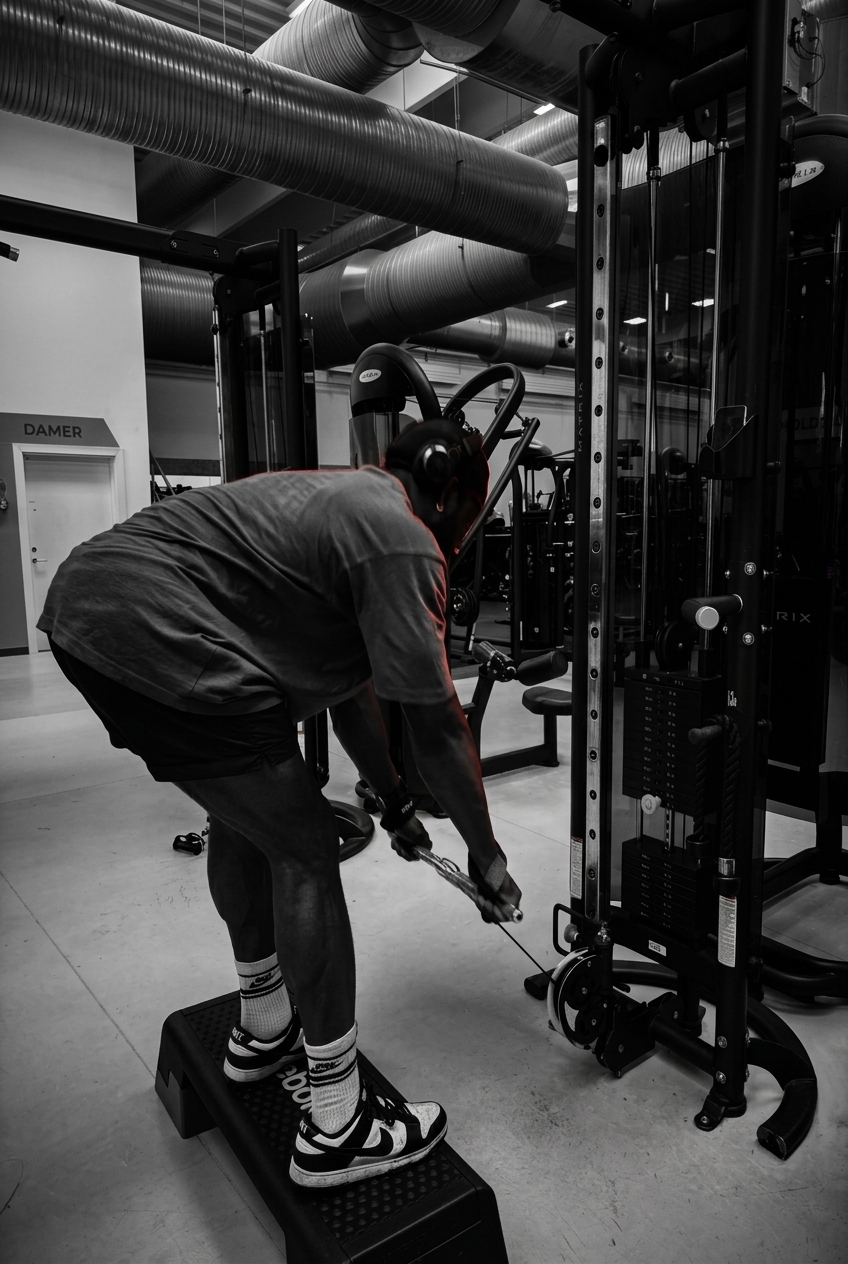 Coach under the bar for a heavy squat