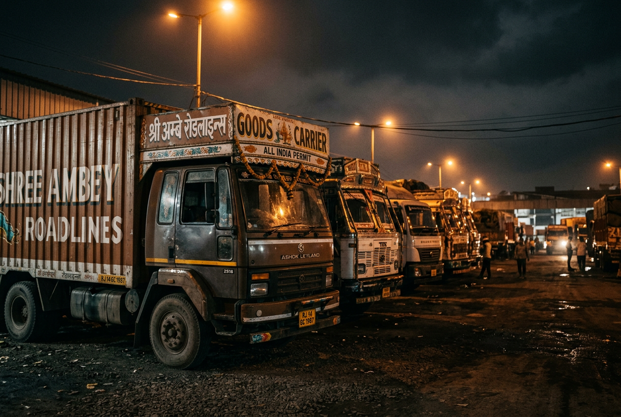 Shree Ambey Roadlines fleet at Transport Nagar depot