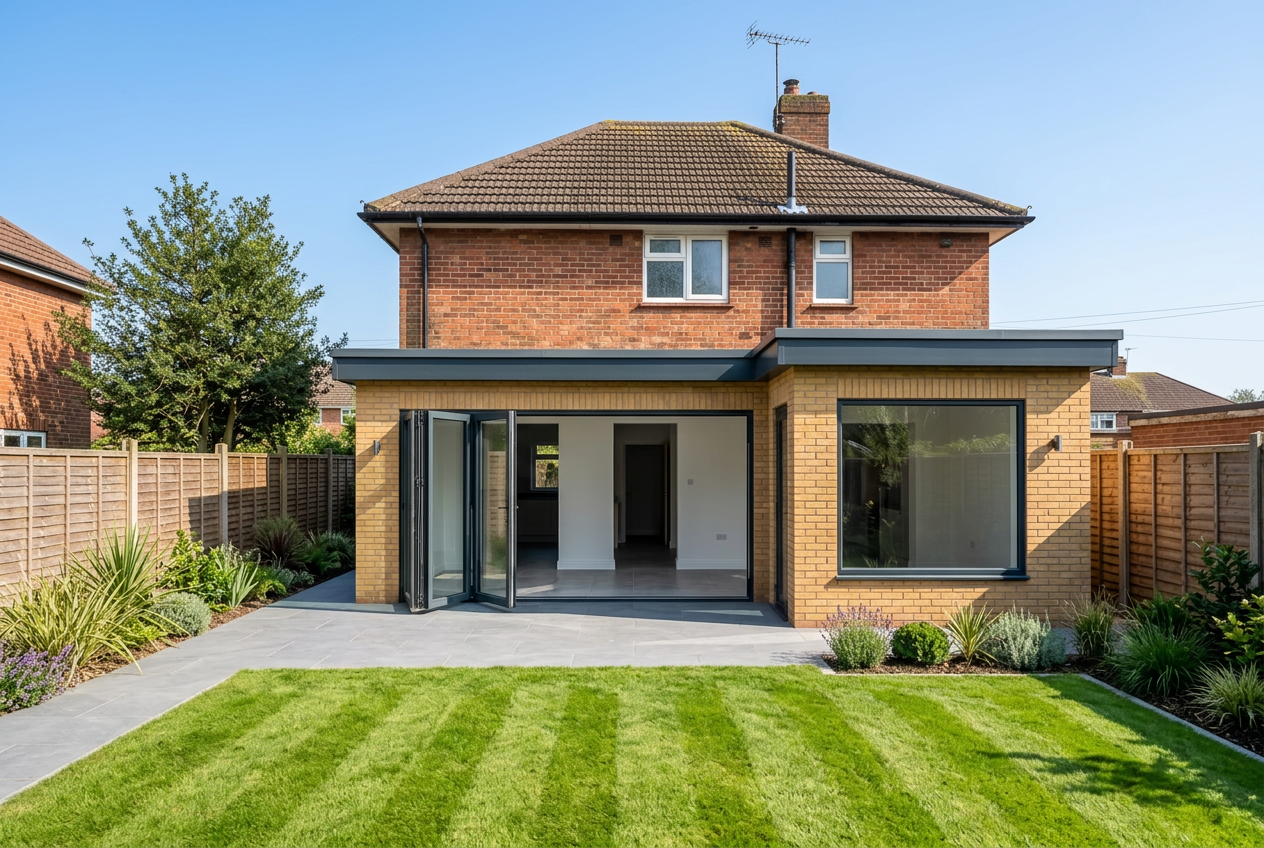 Detached home — open-plan kitchen-diner — after