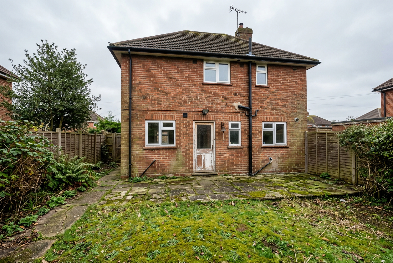 Detached home — open-plan kitchen-diner — before