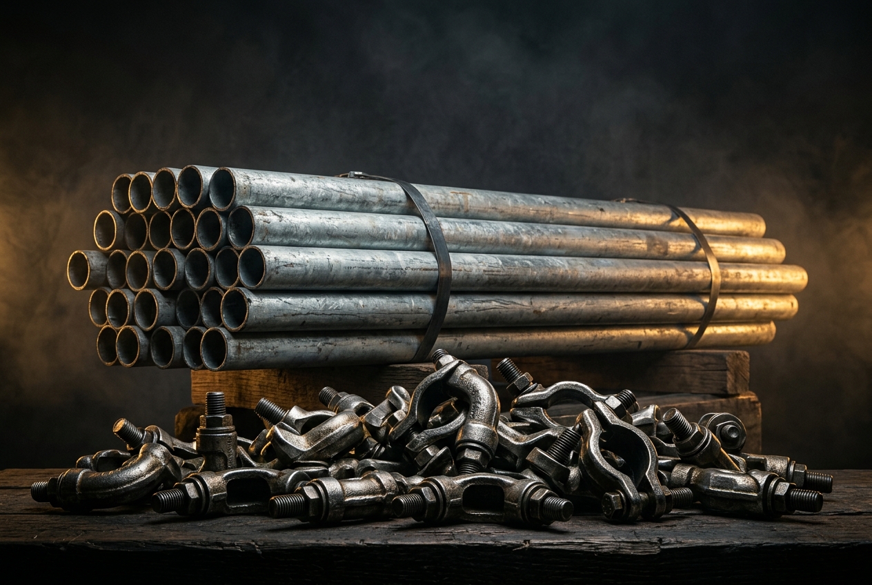 GI Scaffolding Pipes and Right-Angle Couplers