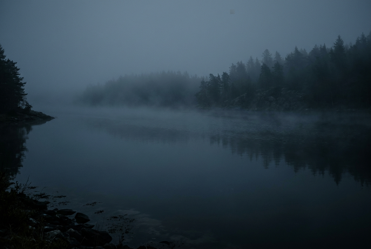 Navigating uncertainty — fog over Nordic landscape