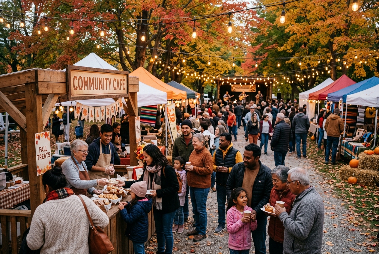 Families at a community festival