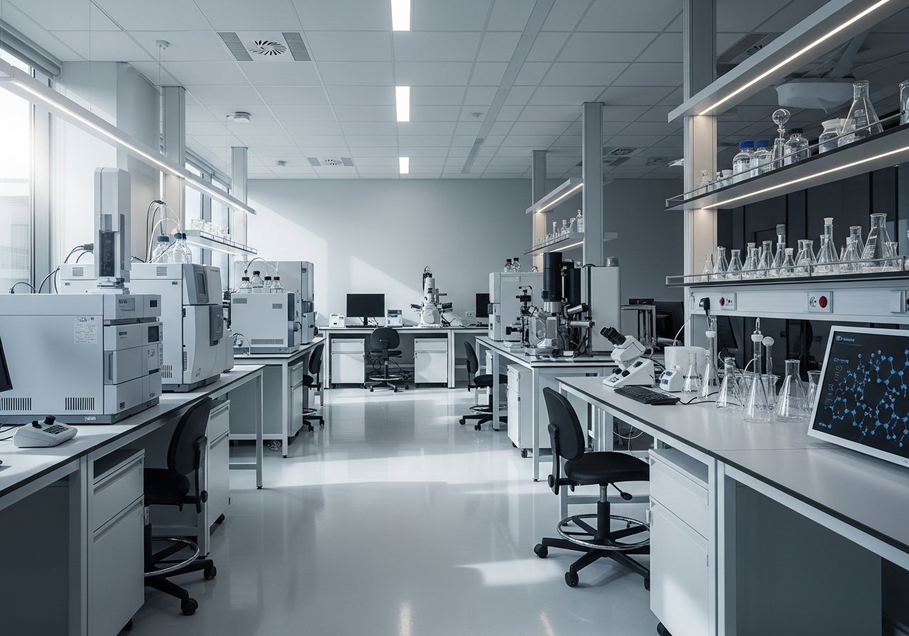 Modern scientific laboratory with analytical instruments