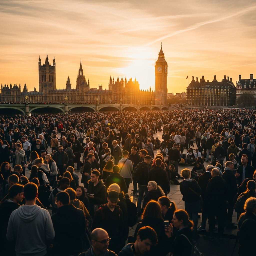 Golden hour over a Britain that finally agreed on one thing — itself.