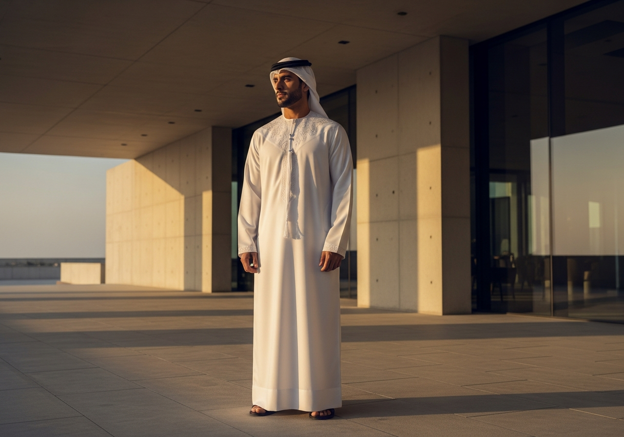 Emirati gentleman in luxury white kandura