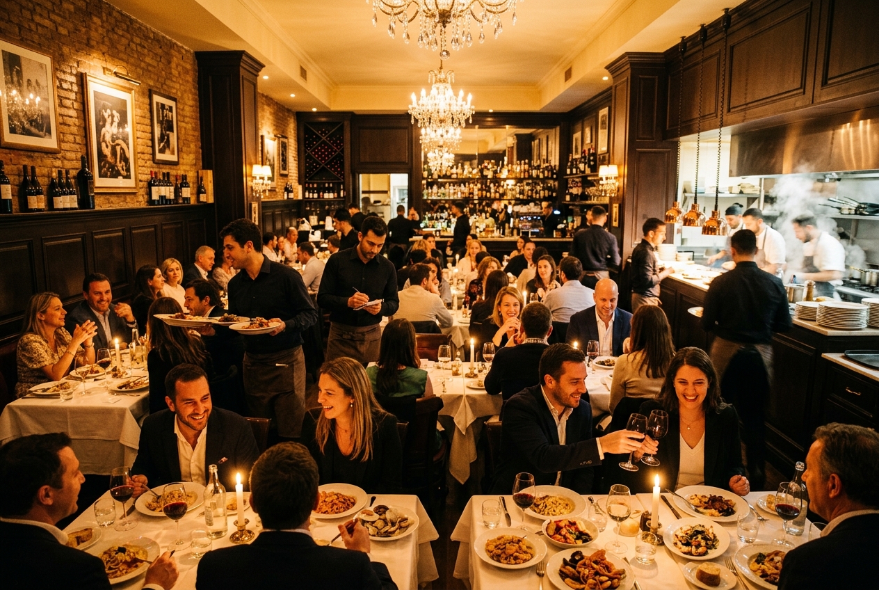 Locale pieno di clienti felici