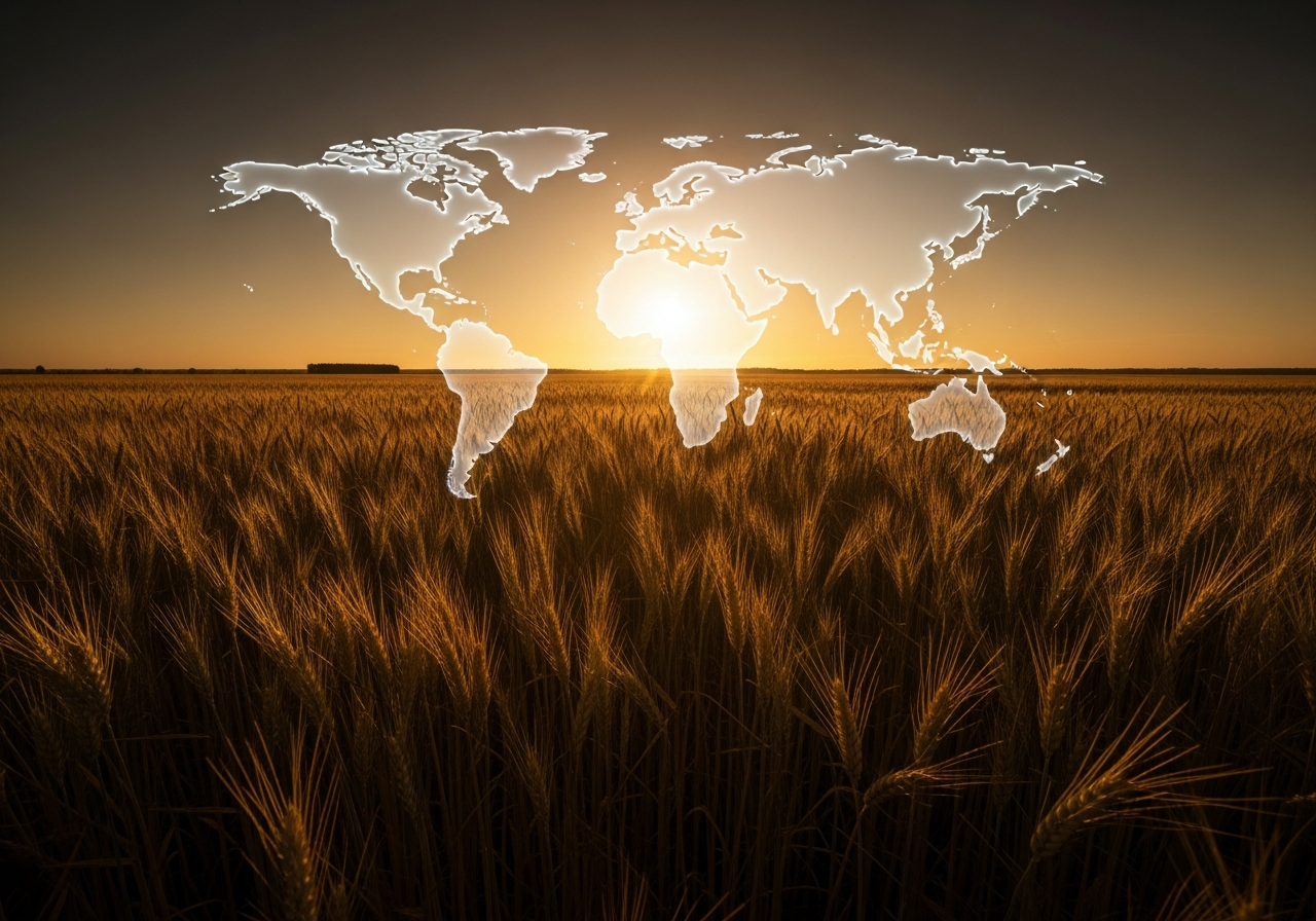 Premium wheat field at sunrise