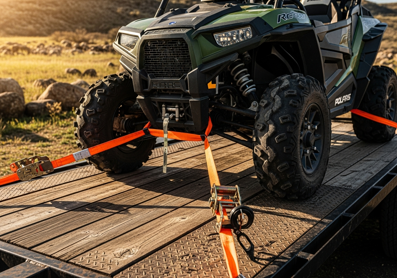 Polaris ATV side-by-side ready for hauling — Canadian ATV and UTV transport