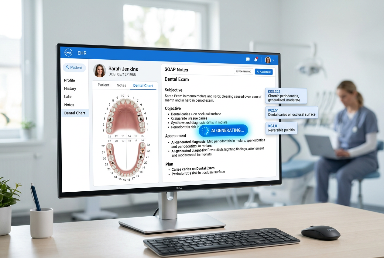 ezEHR Dashboard with dental chart