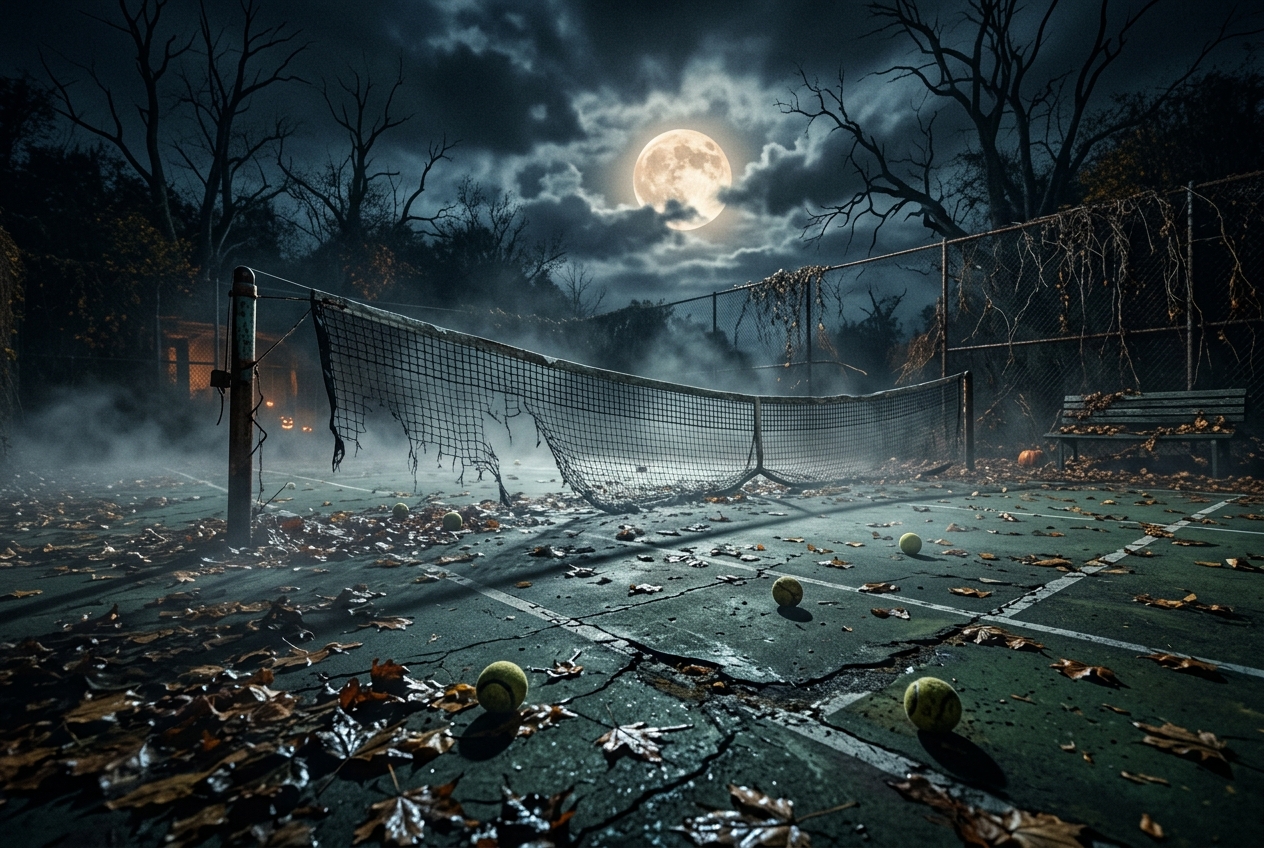 Abandoned haunted tennis court