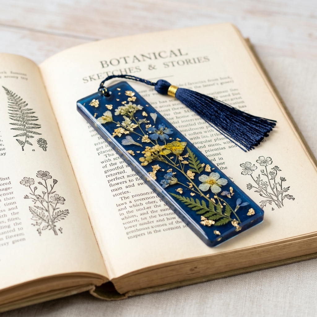 Pressed-Flower Resin Bookmark