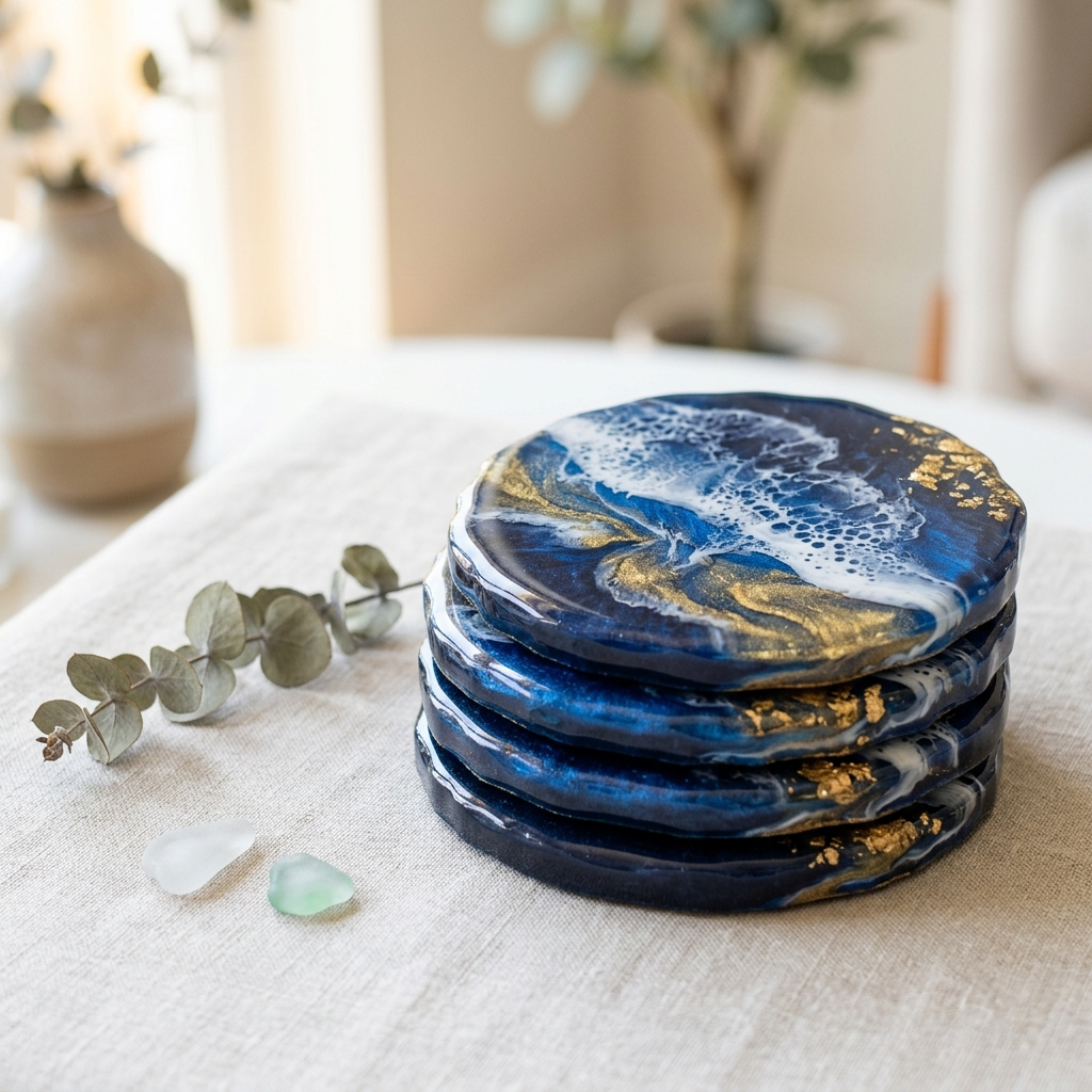 Resin Ocean Coaster Set