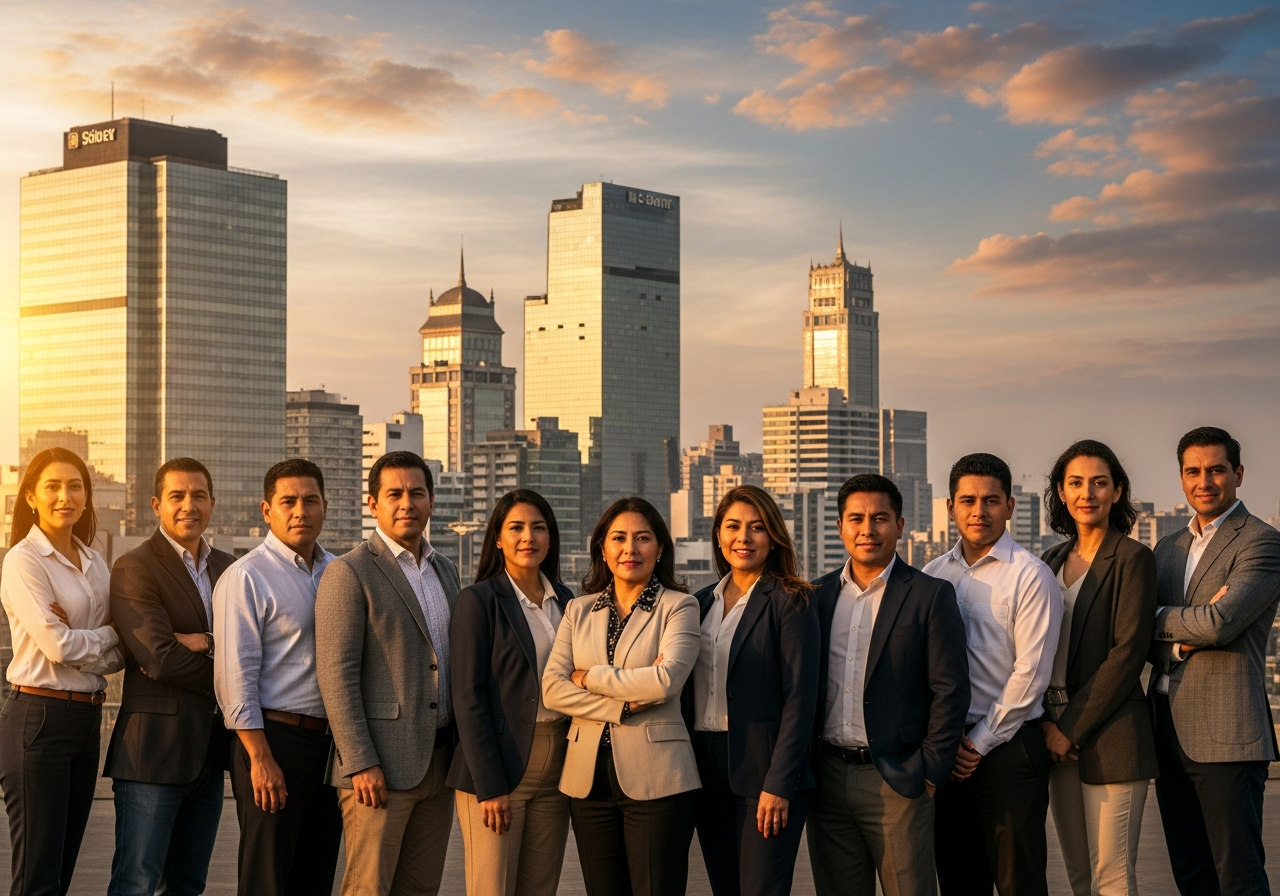Peruvian professionals in the San Isidro financial district of Lima