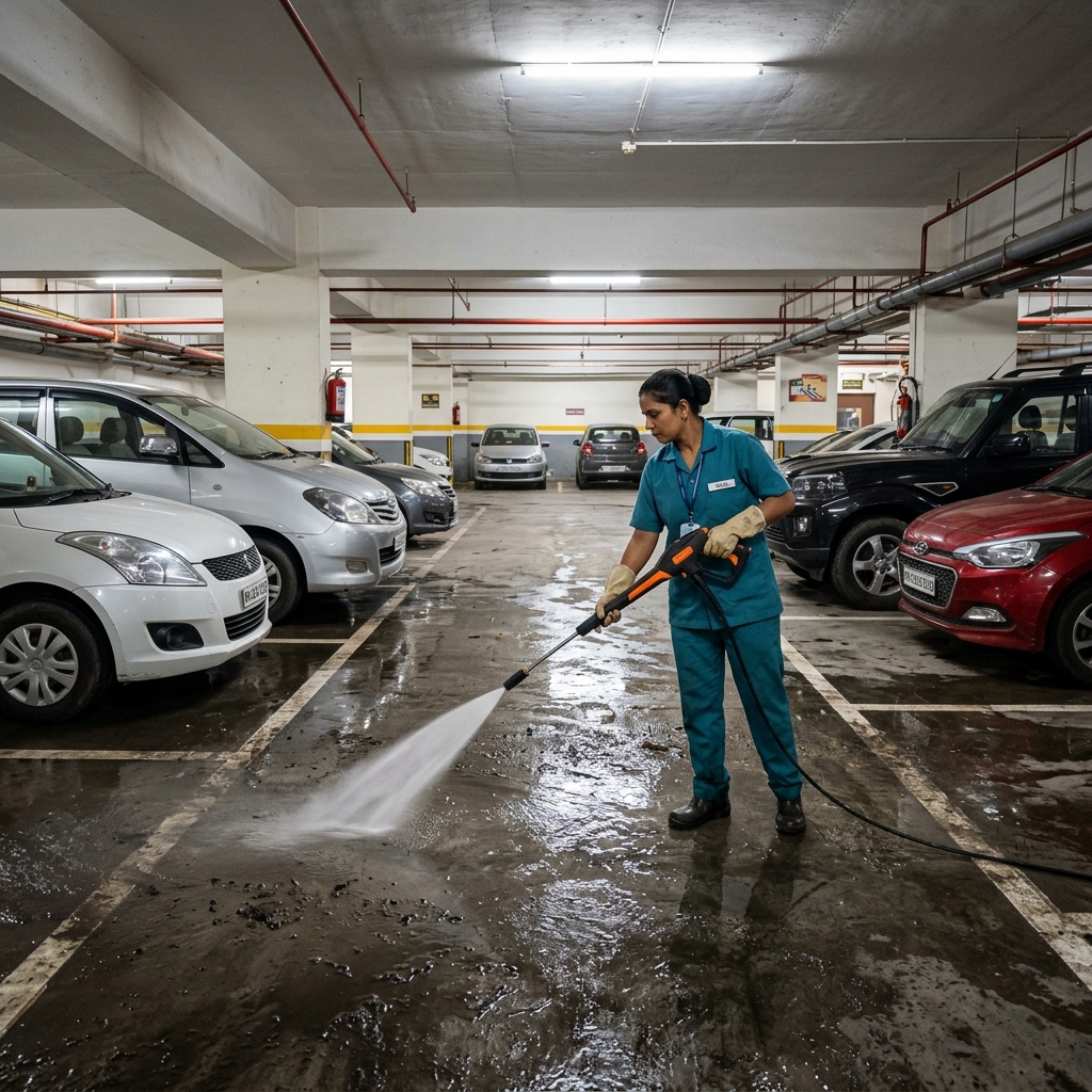 Parking area cleaning