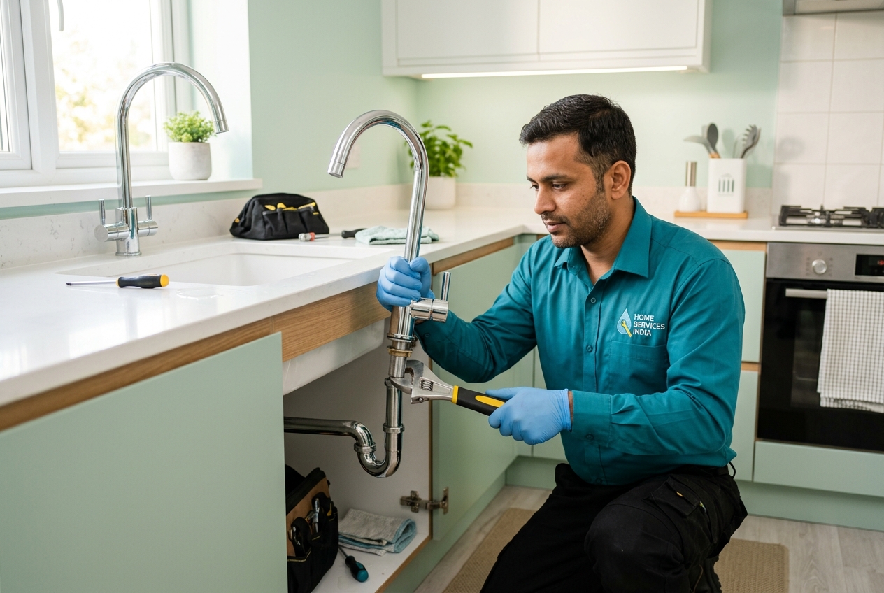 Zaddy Fixit plumber repairing a modern sink with professional tools