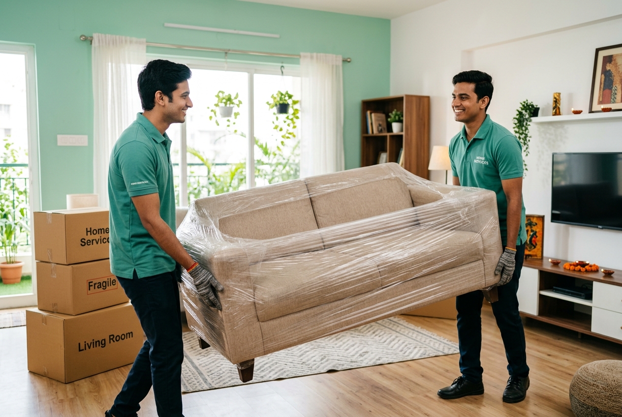 Zaddy TaskMate professionals moving a sofa in an Indian home