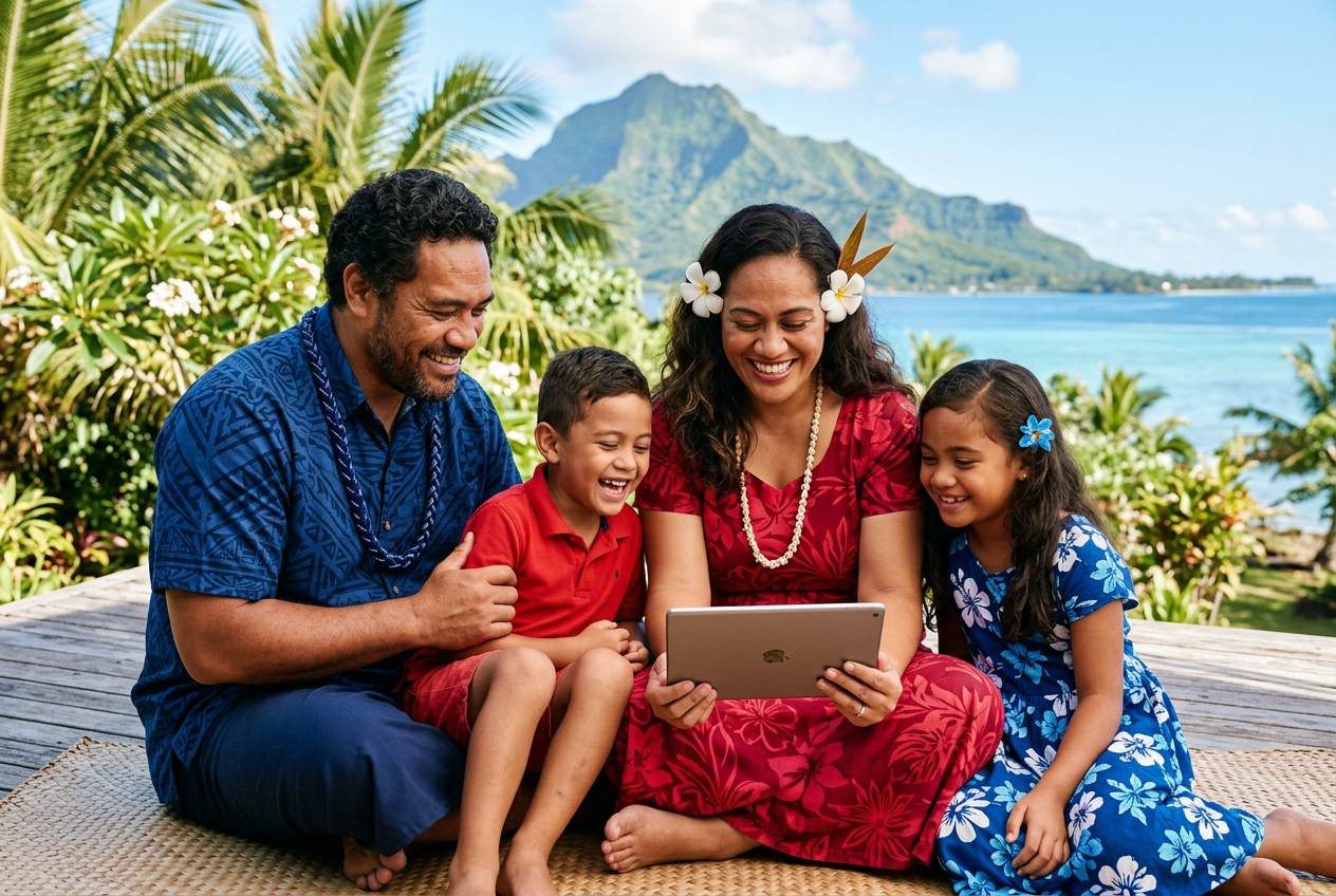 A happy Pacific Island aiga together