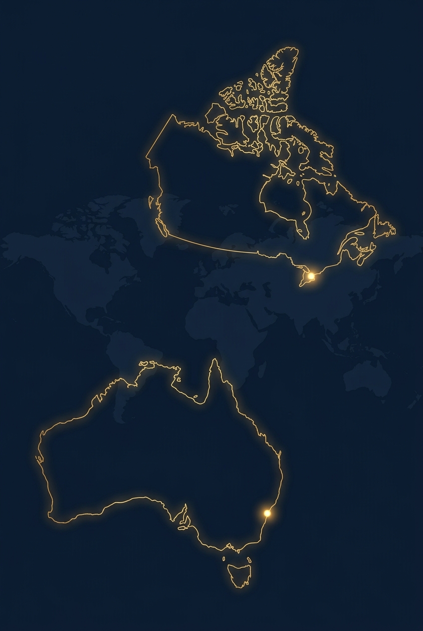 Carte de l'Australie et du Canada