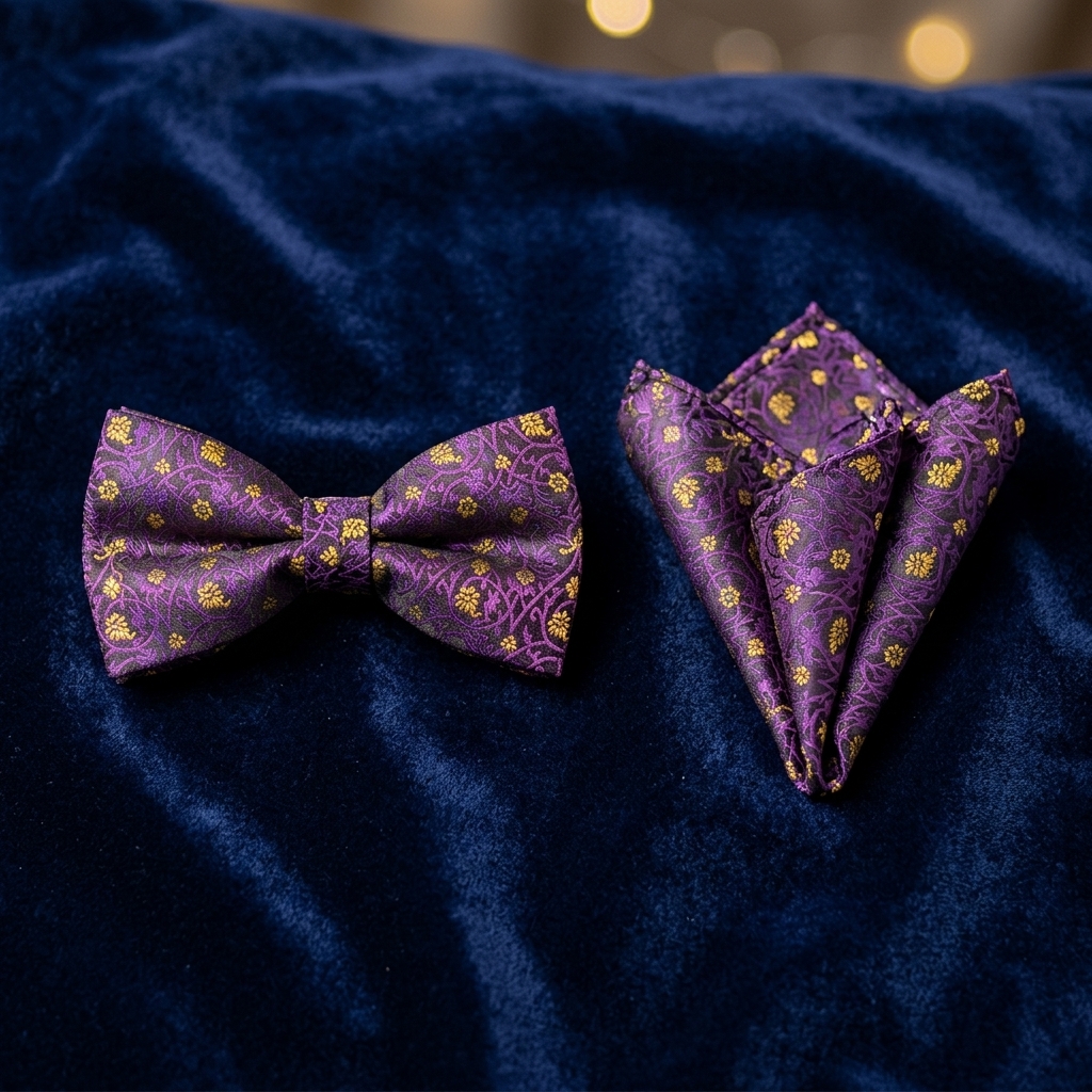 Purple & Yellow Floral Bow Tie Set